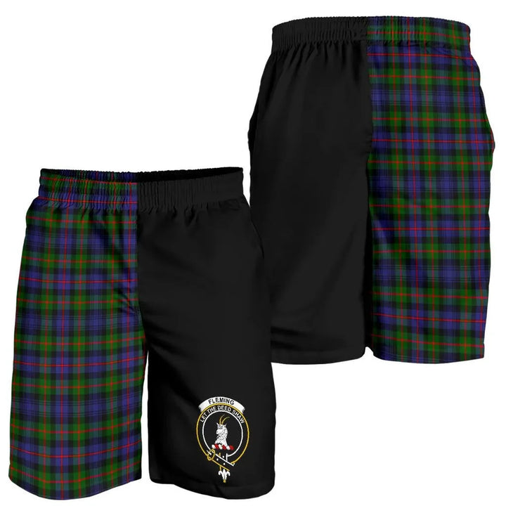 Scottish Fleming Clan Crest Tartan Half of Me Men's Shorts