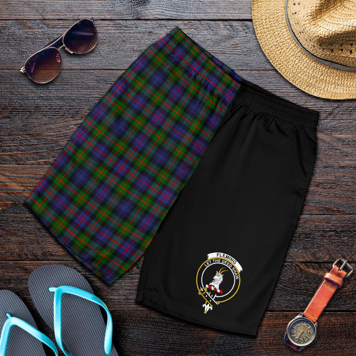 Scottish Fleming Clan Crest Tartan Half of Me Men's Shorts