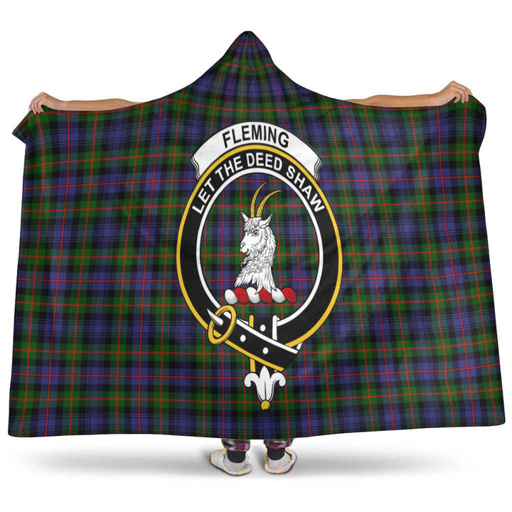 Scottish Fleming Clan Crest Tartan Hooded Blanket Tartan Plaid 1