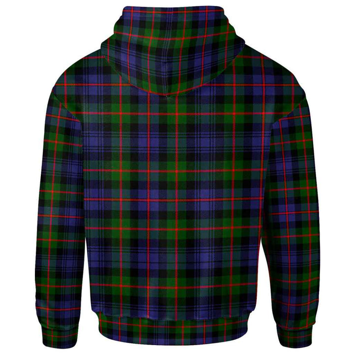 Scottish Fleming Clan Crest Tartan Hoodie Back Side Tartan Plaid