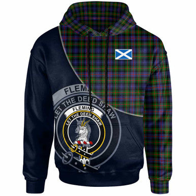 Scottish Fleming Clan Crest Tartan Hoodie - Bend Style Front Side Tartan Plaid