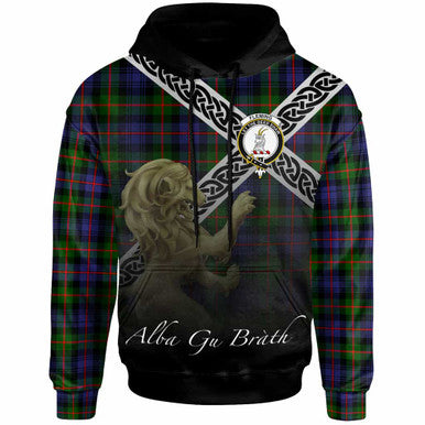 Scottish Fleming Clan Crest Tartan Hoodie - Scotland Lion Front Side Tartan Plaid