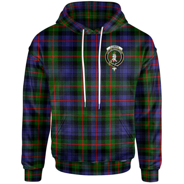 Scottish Fleming Clan Crest Tartan Hoodie Front Side Tartan Plaid