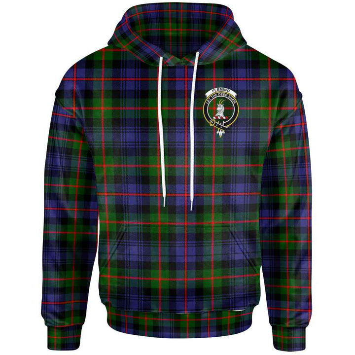 Scottish Fleming Clan Crest Tartan Hoodie Front Side Tartan Plaid