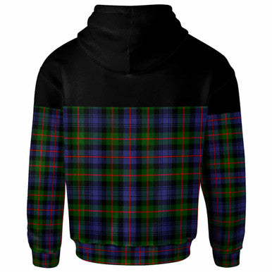 Scottish Fleming Clan Crest Tartan Hoodie - Horizontal Style Back Side Tartan Plaid
