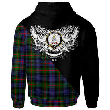 Scottish Fleming Clan Crest Tartan Hoodie - Military Logo Back Side Tartan Plaid
