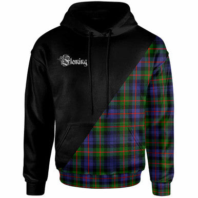 Scottish Fleming Clan Crest Tartan Hoodie - Military Logo Front Side Tartan Plaid