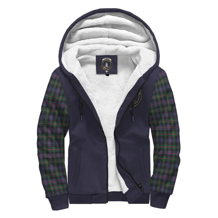 Scottish Fleming Clan Crest Tartan Plaid Sleeve Sherpa Hoodie