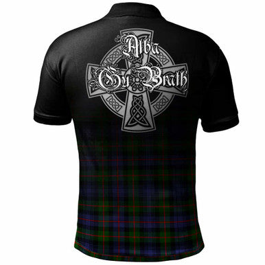 Scottish Fleming Clan Crest Tartan Polo Shirt - Alba Gu Brath Family Crest Celtic Inspired Back Side Tartan Plaid