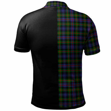 Scottish Fleming Clan Crest Tartan Polo Shirt - Half in Me Back Side Tartan Plaid