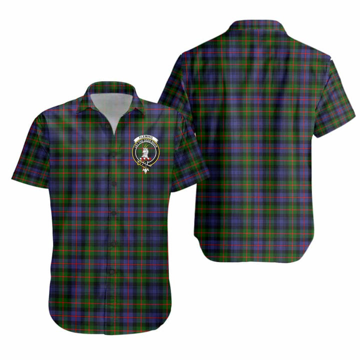 Scottish Fleming Clan Crest Tartan Short Sleeve Shirt Tartan Plaid