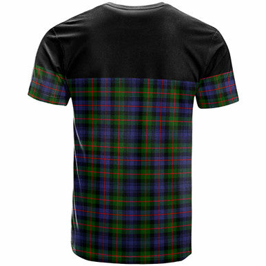 Scottish Fleming Clan Crest Tartan T-Shirt - Horizontal Style Back Side Tartan Plaid