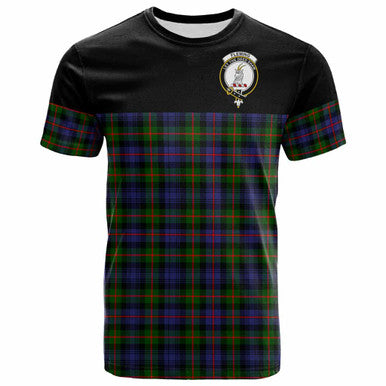 Scottish Fleming Clan Crest Tartan T-Shirt - Horizontal Style Front Side Tartan Plaid