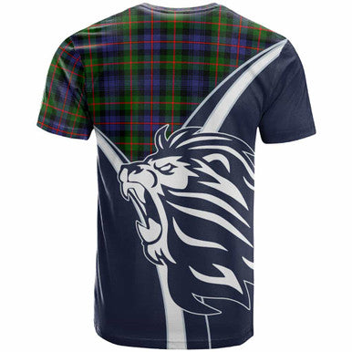 Scottish Fleming Clan Crest Tartan T-Shirt - Bend Style Back Side Tartan Plaid