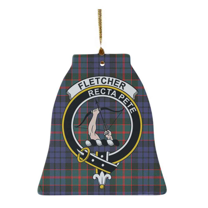 Scottish Fletcher Clan Crest Tartan Ceramic Ornament Bell Shape Tartan Plaid