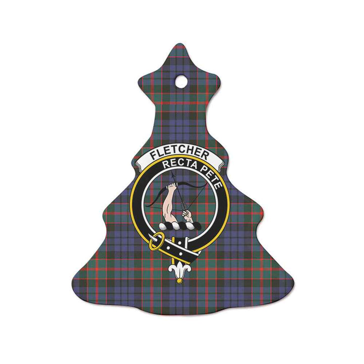Scottish Fletcher Clan Crest Tartan Ceramic Ornament Tree Shape Tartan Plaid