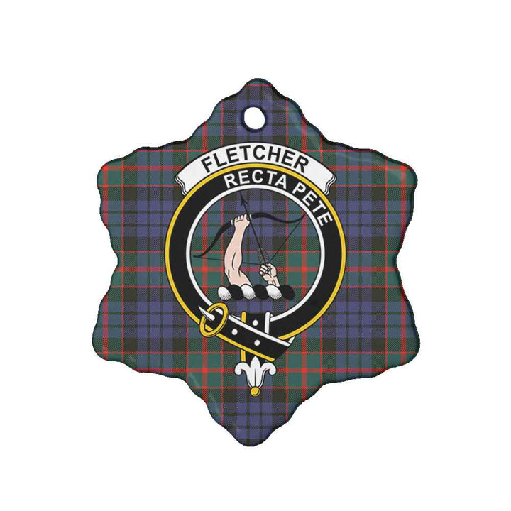 Scottish Fletcher Clan Crest Tartan Ceramic Ornament Snow Flake Shape Tartan Plaid