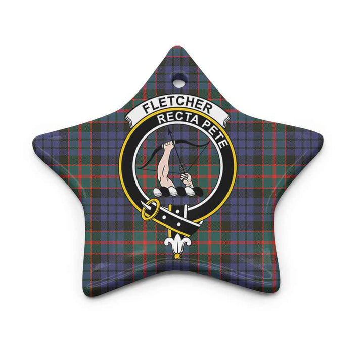 Scottish Fletcher Clan Crest Tartan Ceramic Ornament Star Shape Tartan Plaid