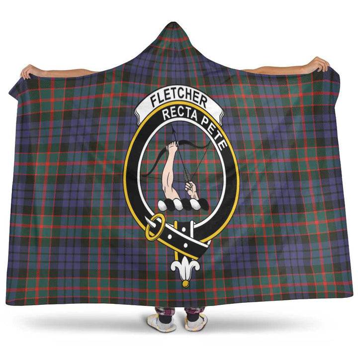 Scottish Fletcher Clan Crest Tartan Hooded Blanket Tartan Plaid 1