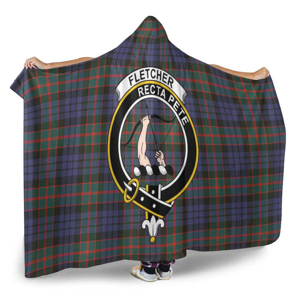 Scottish Fletcher Clan Crest Tartan Hooded Blanket Tartan Plaid 2