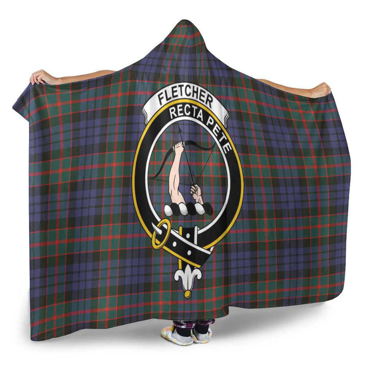Scottish Fletcher Clan Crest Tartan Hooded Blanket Tartan Plaid 2