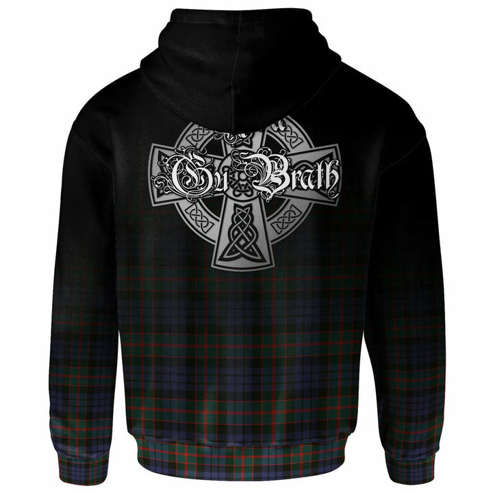 Scottish Fletcher Clan Crest Tartan Hoodie - Alba Gu Brath Family Crest Celtic Inspired Back Side Tartan Plaid