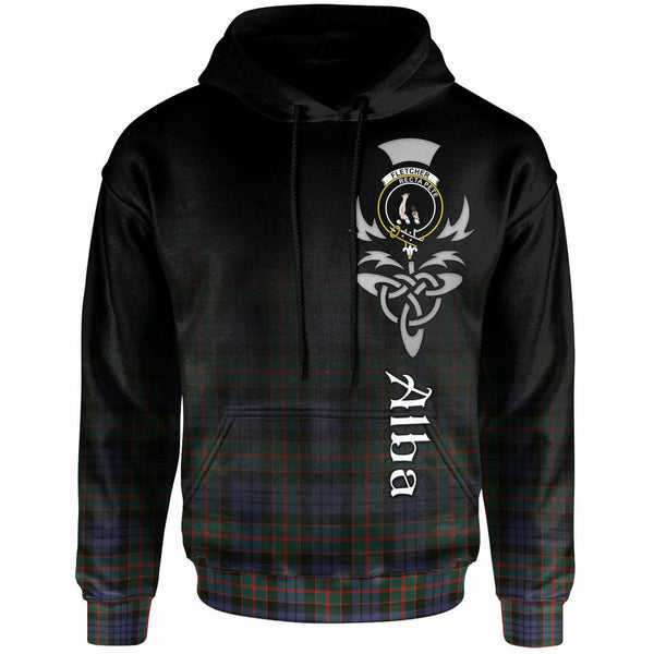 Scottish Fletcher Clan Crest Tartan Hoodie - Alba Gu Brath Family Crest Celtic Inspired Front Side Tartan Plaid