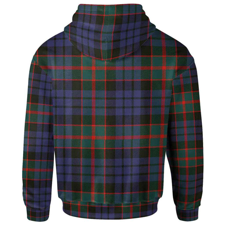 Scottish Fletcher Clan Crest Tartan Hoodie Back Side Tartan Plaid
