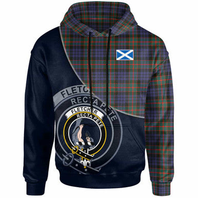 Scottish Fletcher Clan Crest Tartan Hoodie - Bend Style Front Side Tartan Plaid