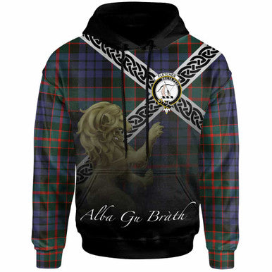 Scottish Fletcher Clan Crest Tartan Hoodie - Scotland Lion Front Side Tartan Plaid