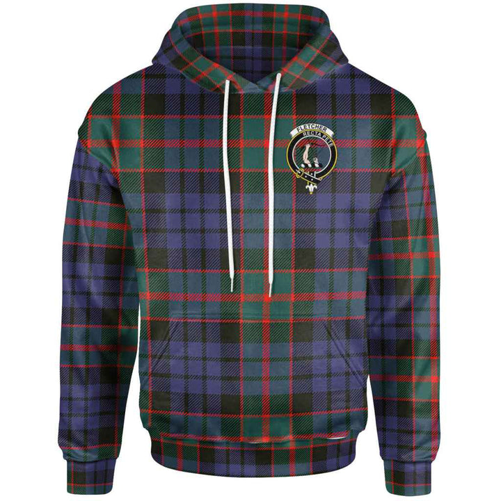 Scottish Fletcher Clan Crest Tartan Hoodie Front Side Tartan Plaid