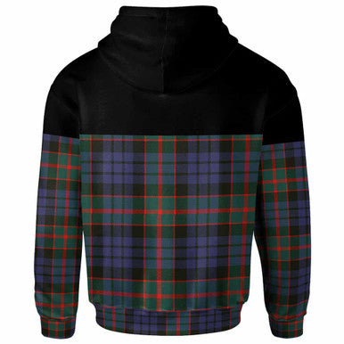Scottish Fletcher Clan Crest Tartan Hoodie - Horizontal Style Back Side Tartan Plaid