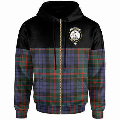 Scottish Fletcher Clan Crest Tartan Hoodie - Horizontal Style Zip-up Tartan Plaid