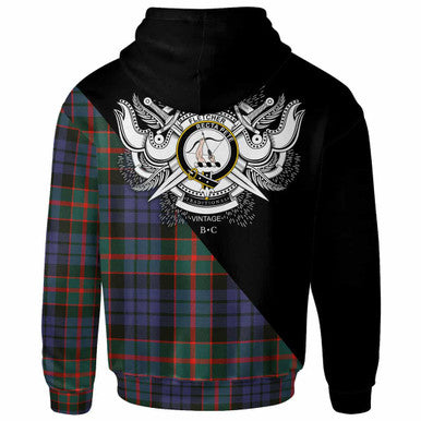 Scottish Fletcher Clan Crest Tartan Hoodie - Military Logo Back Side Tartan Plaid