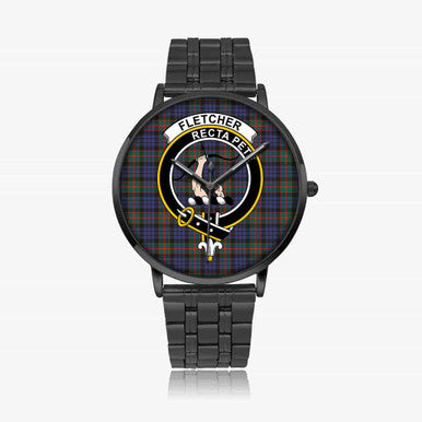 Scottish Fletcher Clan Crest Tartan Instafamous Steel Quartz Watches Tartan Plaid Black 1