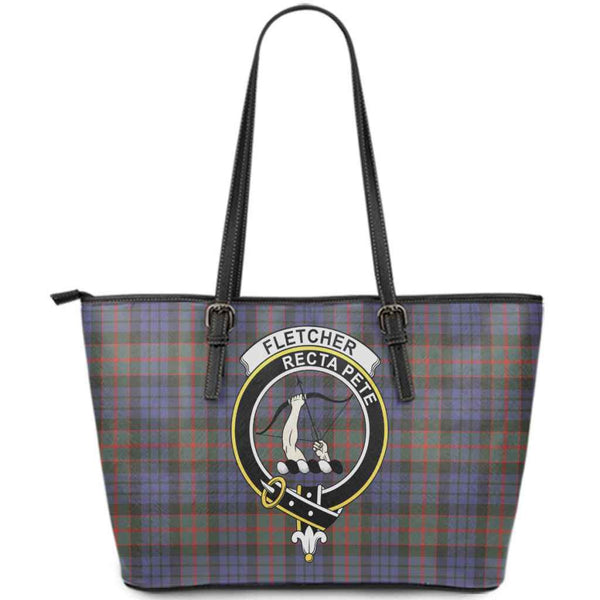Scottish Fletcher Clan Crest Tartan Leather Tote Tartan Plaid