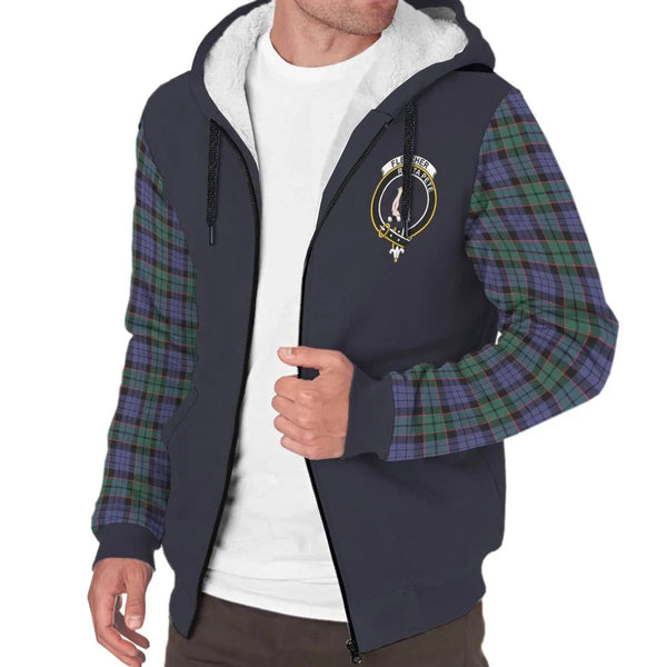 Scottish Fletcher Clan Crest Tartan Plaid Sleeve Sherpa Hoodie