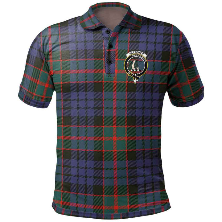 Scottish Fletcher Clan Crest Tartan Polo Shirt Front Side Tartan Plaid