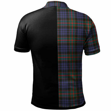 Scottish Fletcher Clan Crest Tartan Polo Shirt - Half in Me Back Side Tartan Plaid