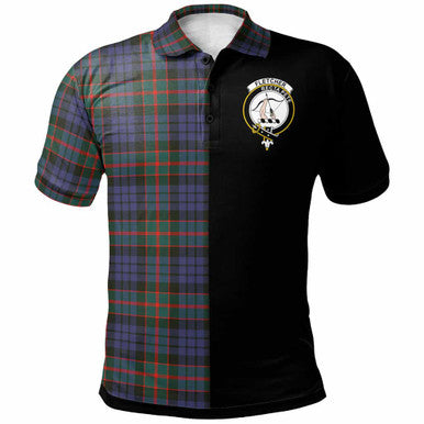Scottish Fletcher Clan Crest Tartan Polo Shirt - Half in Me Front Side Tartan Plaid