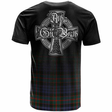 Scottish Fletcher Clan Crest Tartan T-Shirt - Alba Gu Brath Family Crest Celtic Inspired Back Side Tartan Plaid
