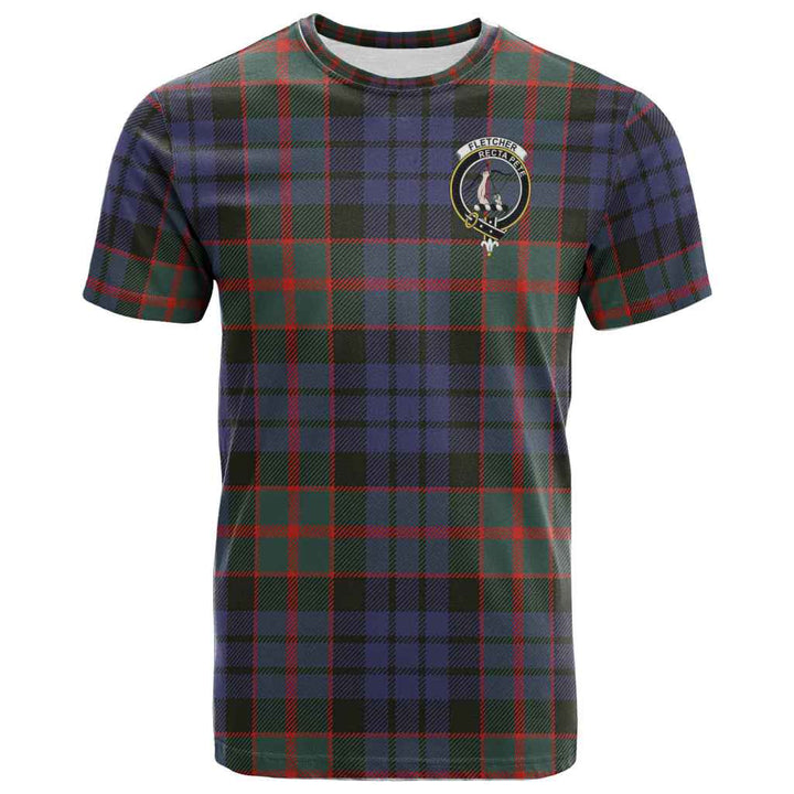 Scottish Fletcher Clan Crest Tartan T-Shirt Front Side Tartan Plaid