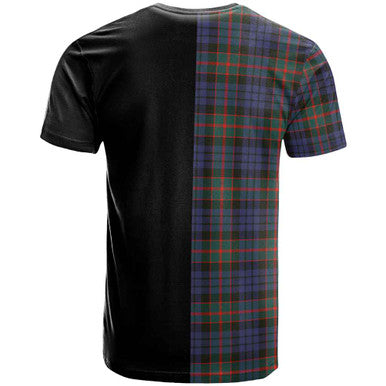 Scottish Fletcher Clan Crest Tartan T-Shirt Half in Me Back Side Tartan Plaid