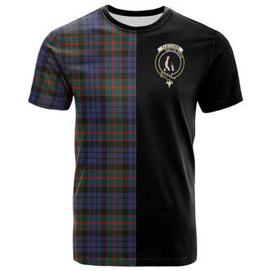 Scottish Fletcher Clan Crest Tartan T-Shirt Half in Me Front Side Tartan Plaid