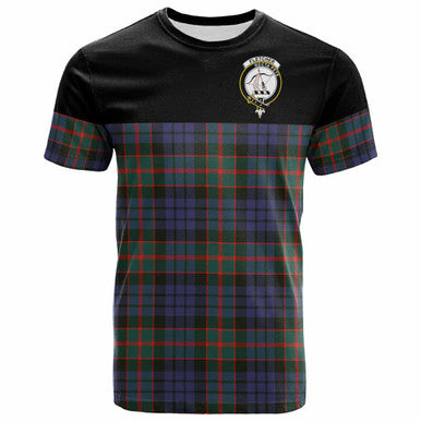 Scottish Fletcher Clan Crest Tartan T-Shirt - Horizontal Style Front Side Tartan Plaid