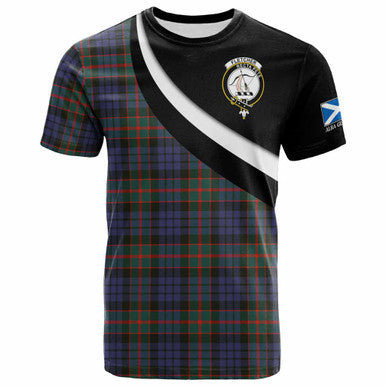 Scottish Fletcher Clan Crest Tartan T-Shirt - Scotland Forever Style Front Side Tartan Plaid