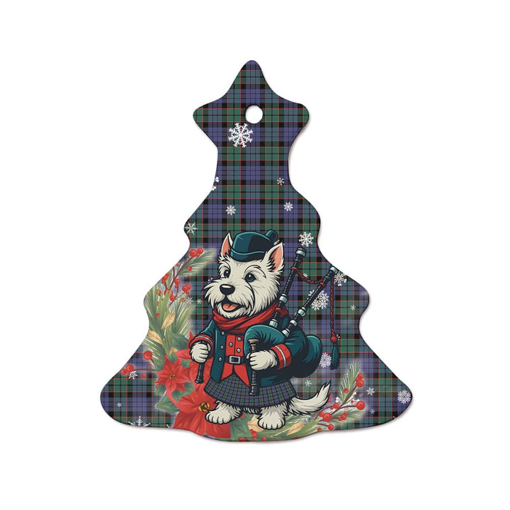Scottish Fletcher Modern Clan Tartan Ceramic Ornament Cute Scottish Terrier Dog Tree Style Tartan Plaid