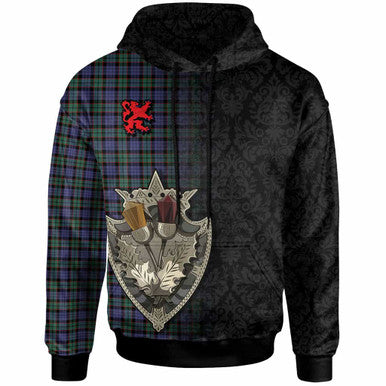 Scottish Fletcher Modern Clan Tartan Hoodie - Half Thistle Flowers Celtic Design Front Side Tartan Plaid