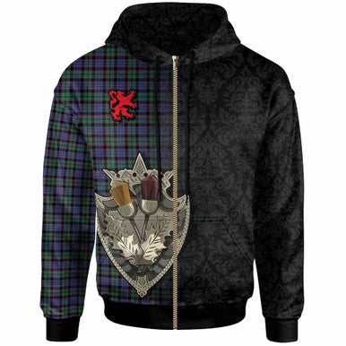 Scottish Fletcher Modern Clan Tartan Hoodie - Half Thistle Flowers Celtic Design Zip-up Tartan Plaid