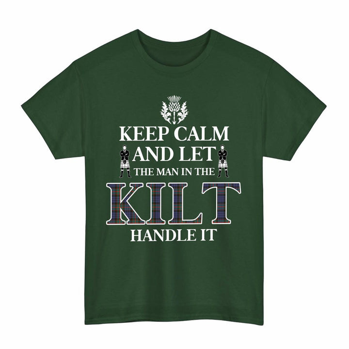 Scottish Fletcher of Dunans Clan Tartan T-Shirt - Keep Calm Tartan Plaid Forest Green Color